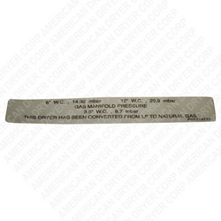 Genuine American Dryer Part #114114 NATURAL GAS CONVERSION LABEL